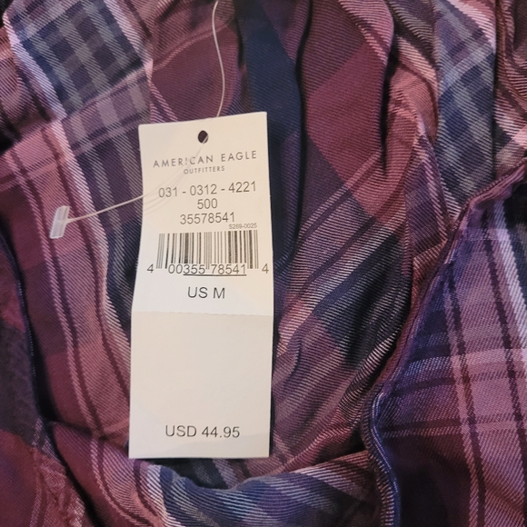 American Eagle Purple Plaid Slit Midi Skirt - Sz Medium - Picture 4 of 4